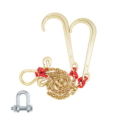 5/16" x 2' G80 Tow Chain J Hook V-Chain Bridle Grab Hook Wrecker 10800 lbs