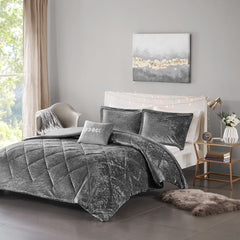 Full/Queen Velvet Duvet Cover Set with Throw Pillow