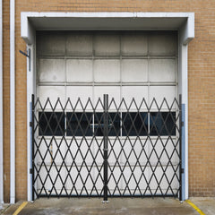 Double Folding Security Gate, 5.1' H x 10.2' W Folding Door Gate, Steel Accordion Security Gate, Flexible Expanding Security Gate, 360° Rolling Barricade Gate, Scissor Gate or Door with Keys