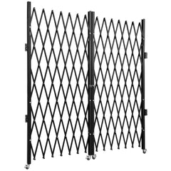 Double Folding Security Gate, 5.1' H x 10.2' W Folding Door Gate, Steel Accordion Security Gate, Flexible Expanding Security Gate, 360° Rolling Barricade Gate, Scissor Gate or Door with Keys