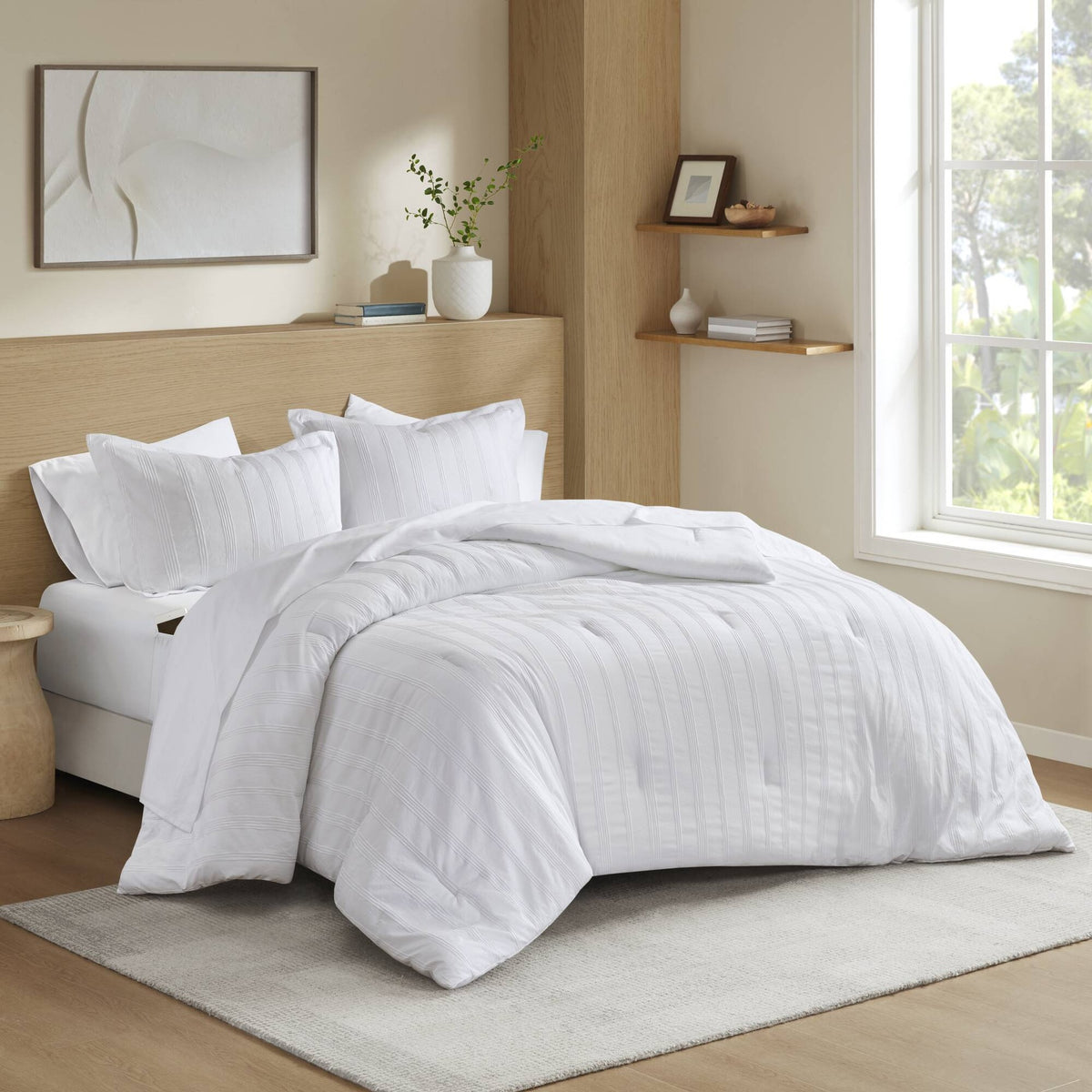 7-Piece King Woven Striped Comforter Set