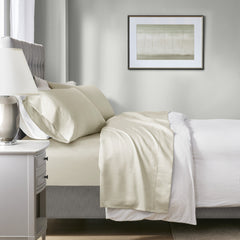 4-Piece Cal King HeiQ Smart Temperature Cotton Blend Sheet Set, Ivory