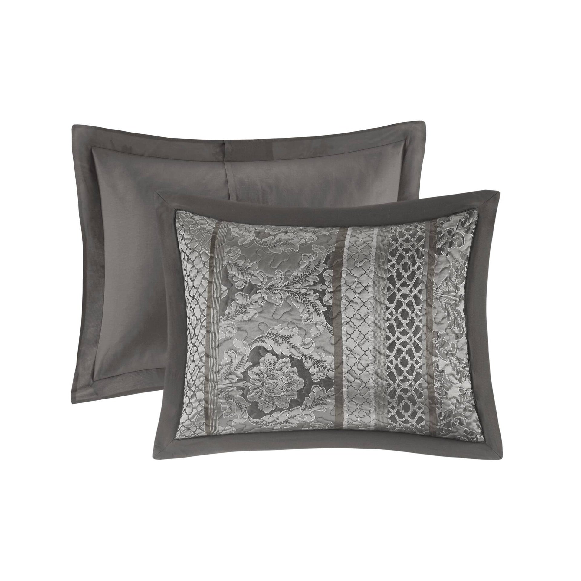 5-Piece King 5 Piece Reversible Jacquard Bedspread Set,Grey