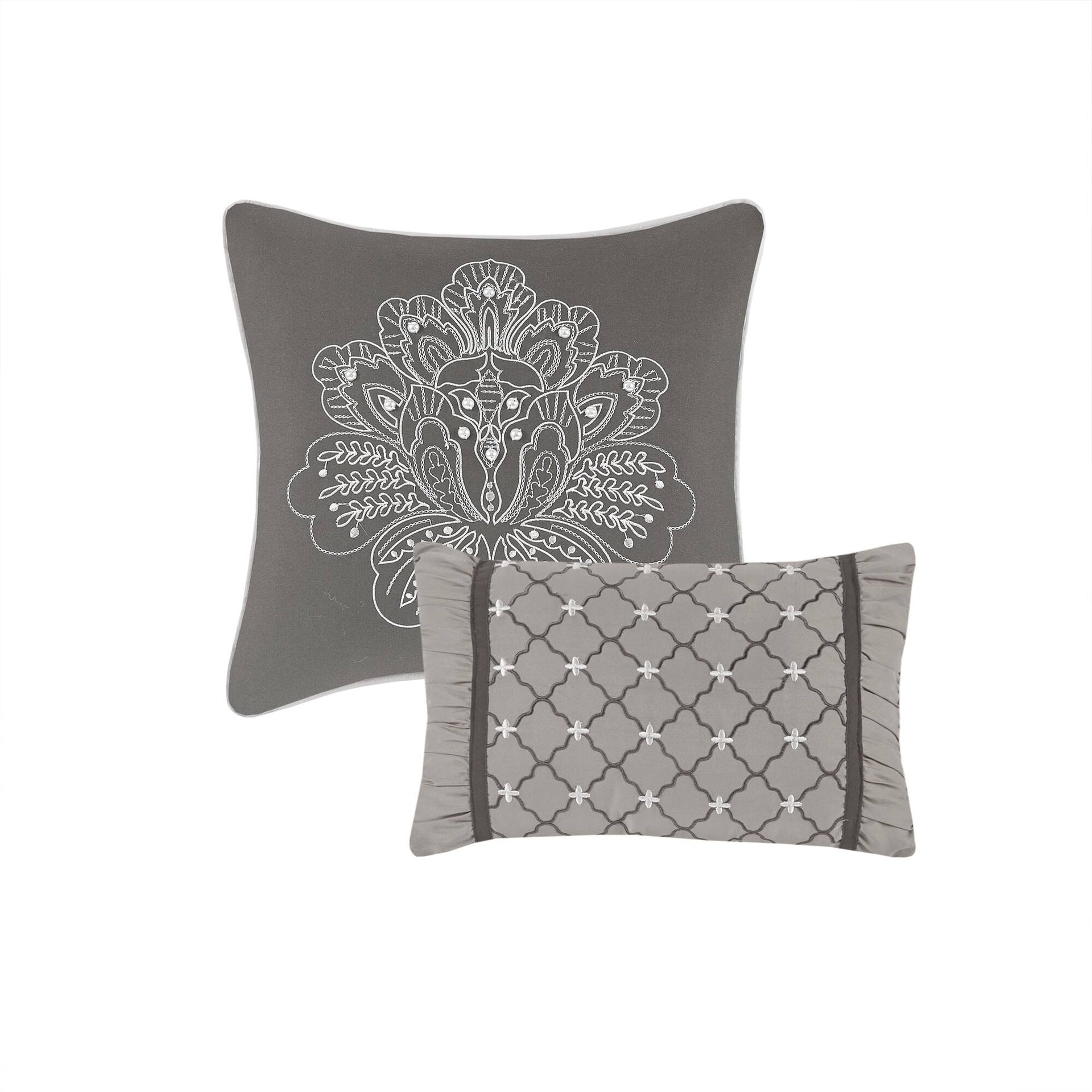 5-Piece King 5 Piece Reversible Jacquard Bedspread Set,Grey