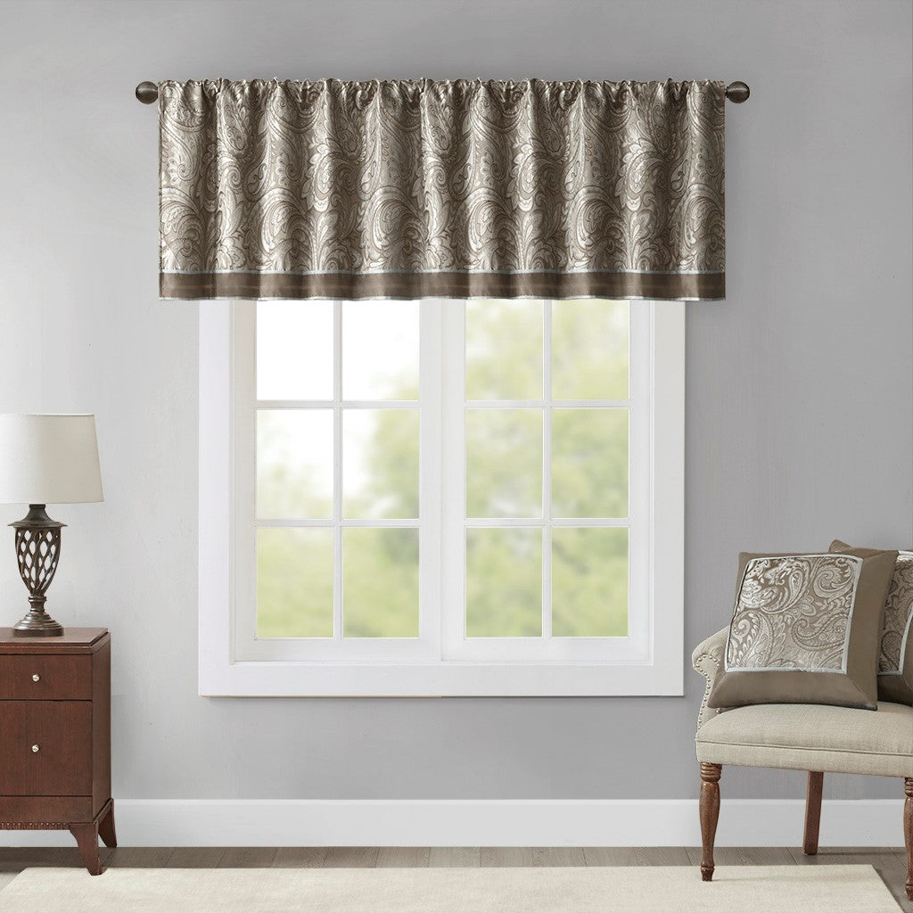 Jacquard Window Valance Blue/Brown 50x18"