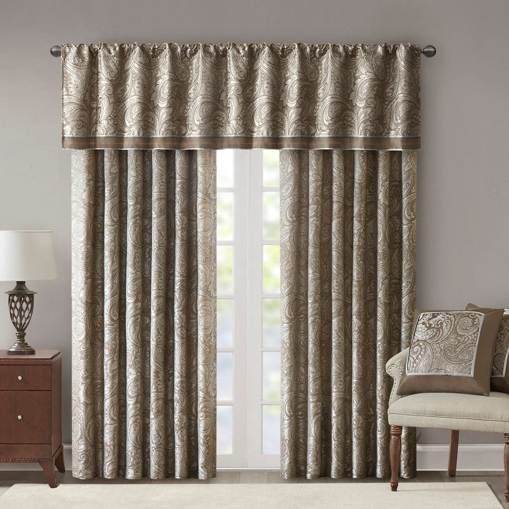 Jacquard Window Valance Blue/Brown 50x18"