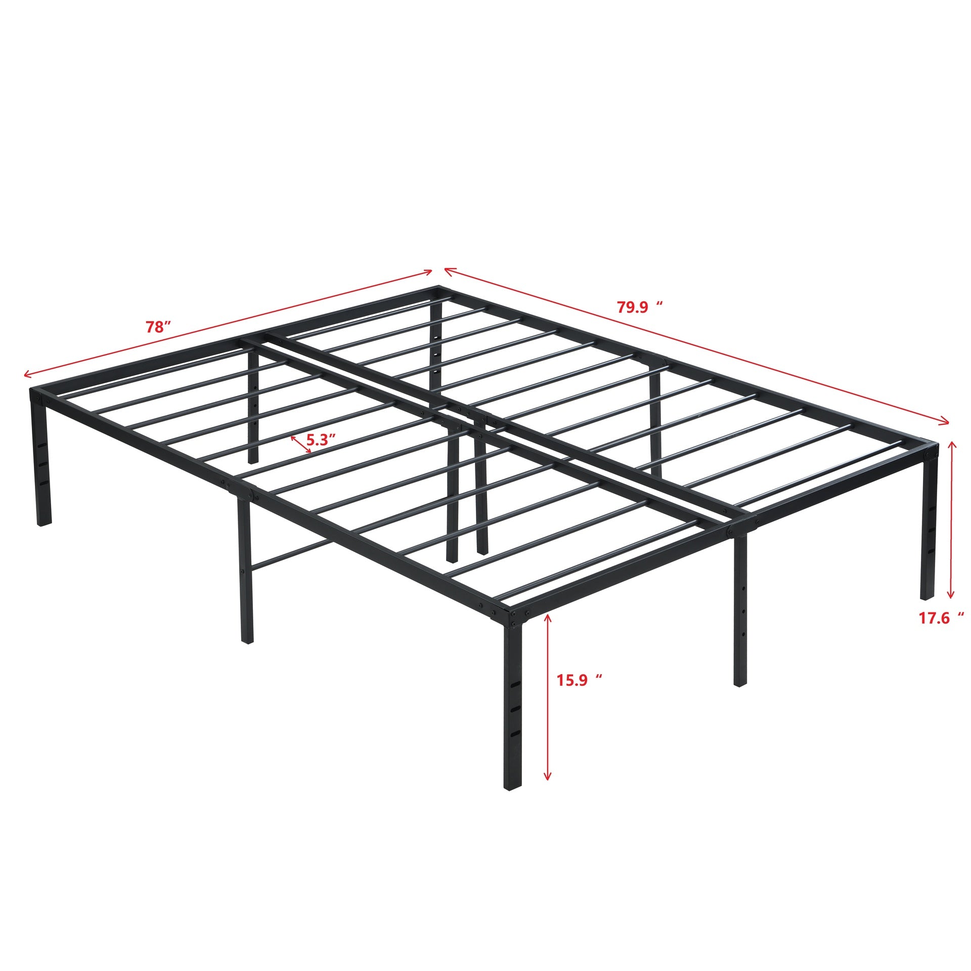 King Size Bed Frame , Heavy Duty Metal Bed Frame , Quick & Easy Assembly, No Noise, Black