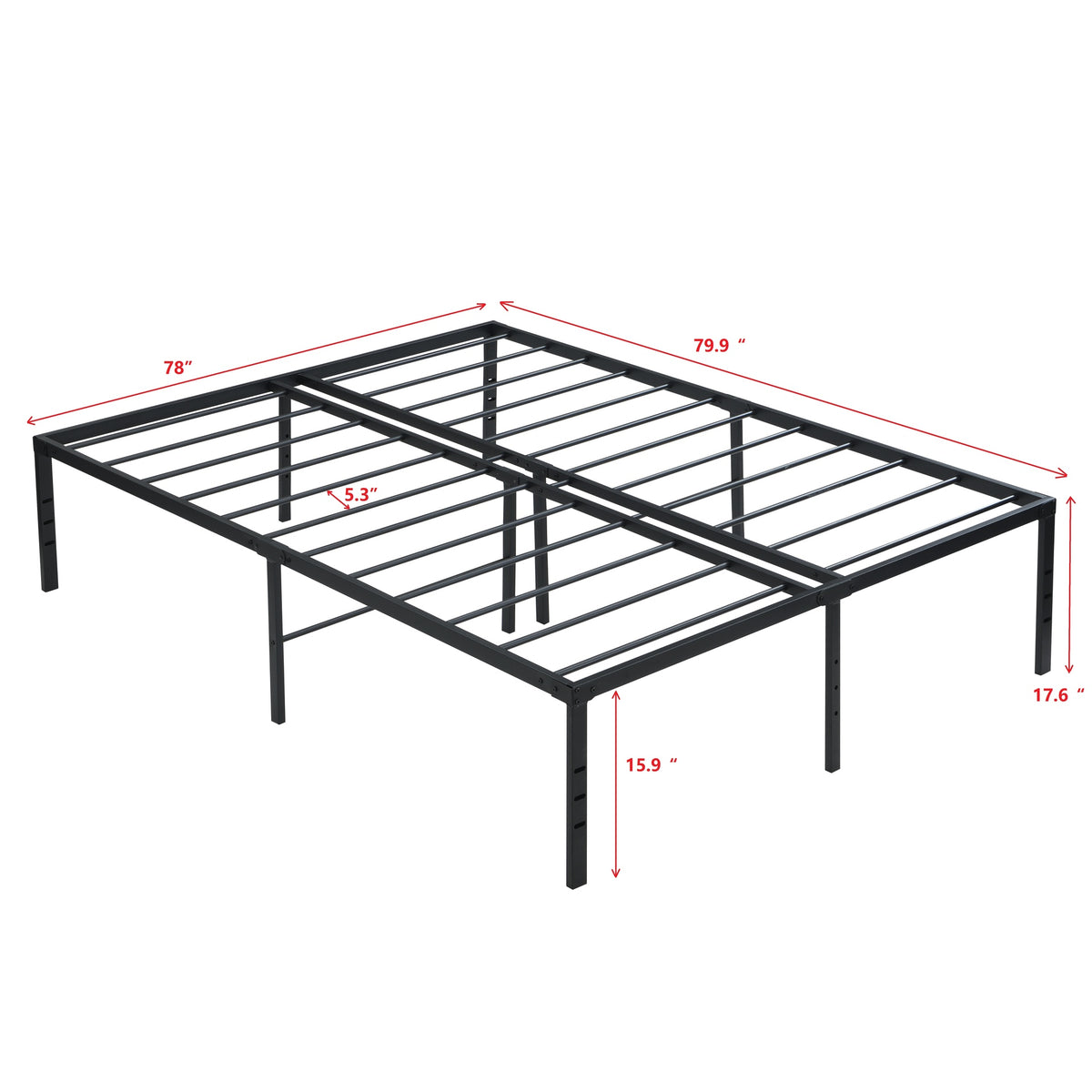 King Size Bed Frame , Heavy Duty Metal Bed Frame , Quick & Easy Assembly, No Noise, Black