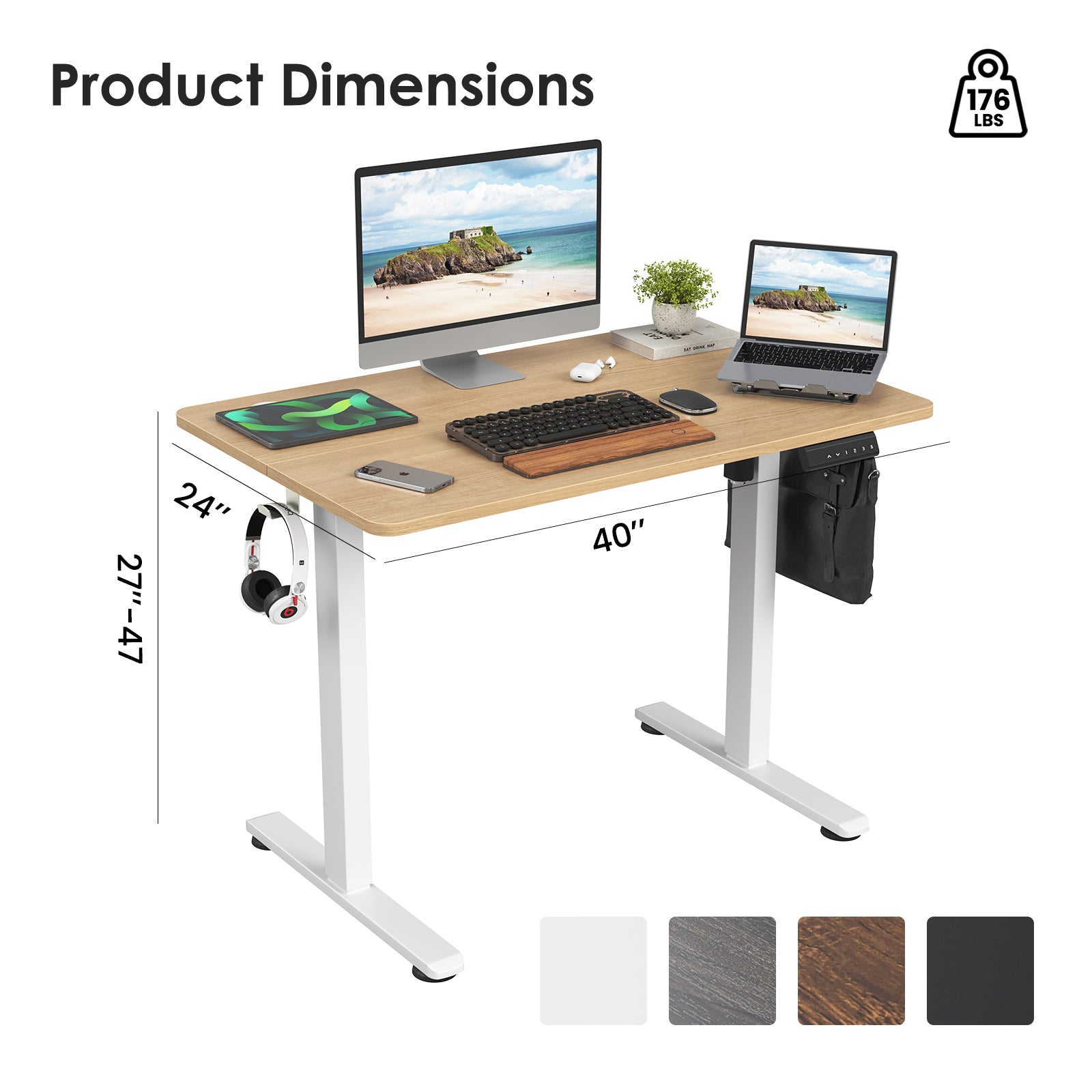 STARY Electric Standing Desk Adjustable Height Sit Stand Home Office Desk with Splice Board