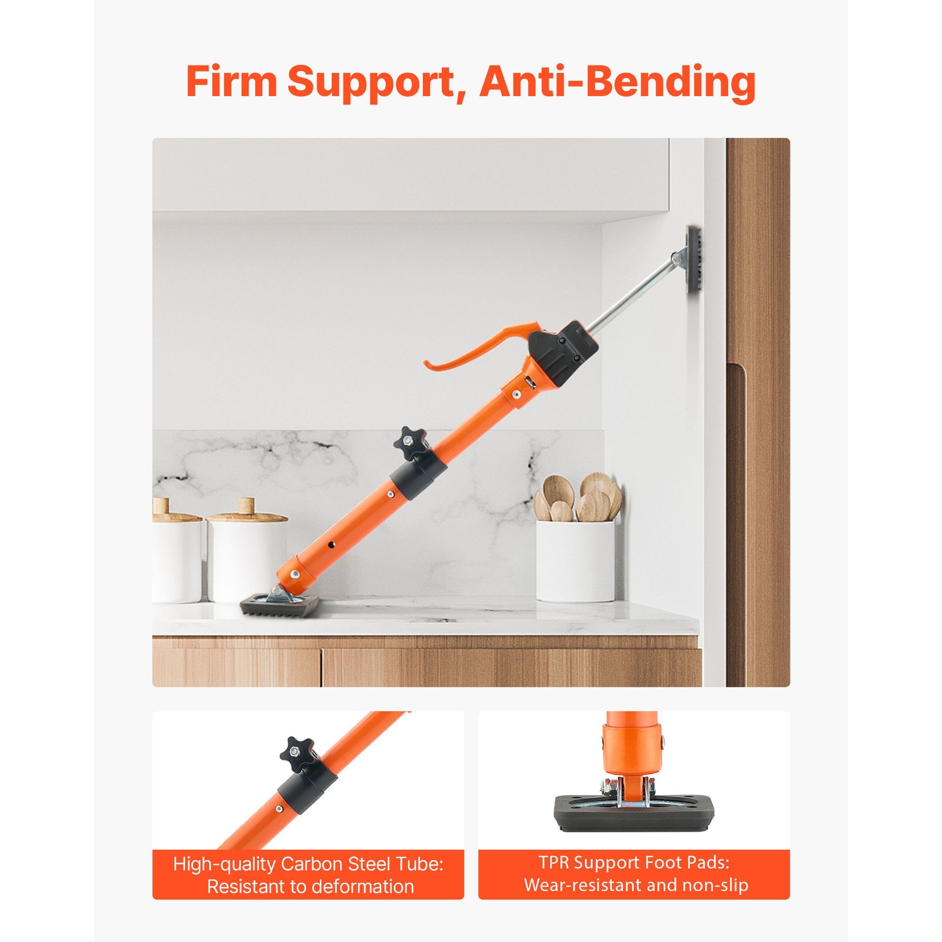 Cabinet Jack Support Pole, 2-Pack, 15.75-23.6 Inch Steel Telescopic Quick Support Rod, Adjustable 3rd Hand System up to 220 lbs Capacity for Installing Cabinets, Lifting Drywall, Cargo Bars