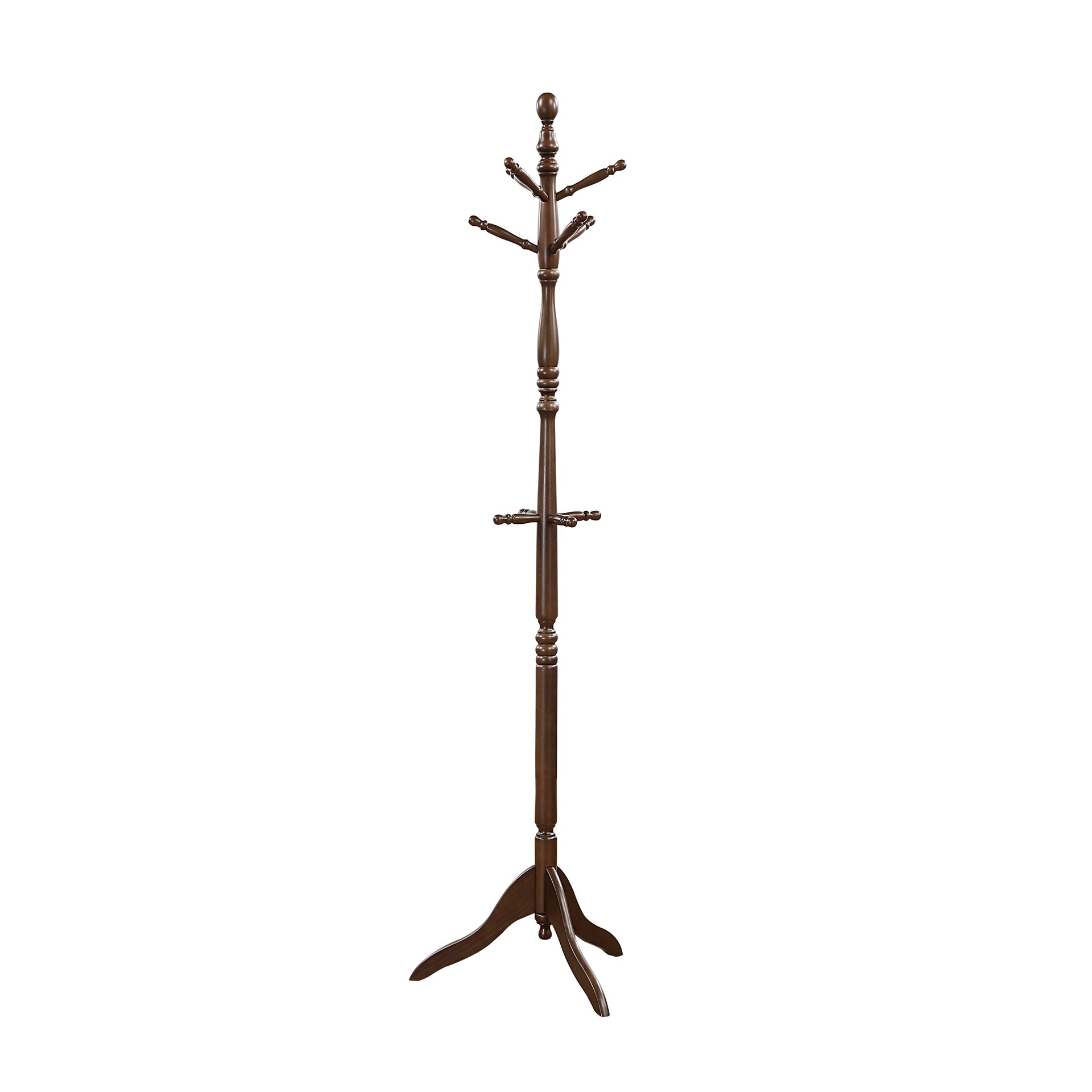 Dark Brown Finish Classic Coat Rack Solid Wood, 10 Hooks Coat Hanger Stand Entryway Home Furniture 1pc