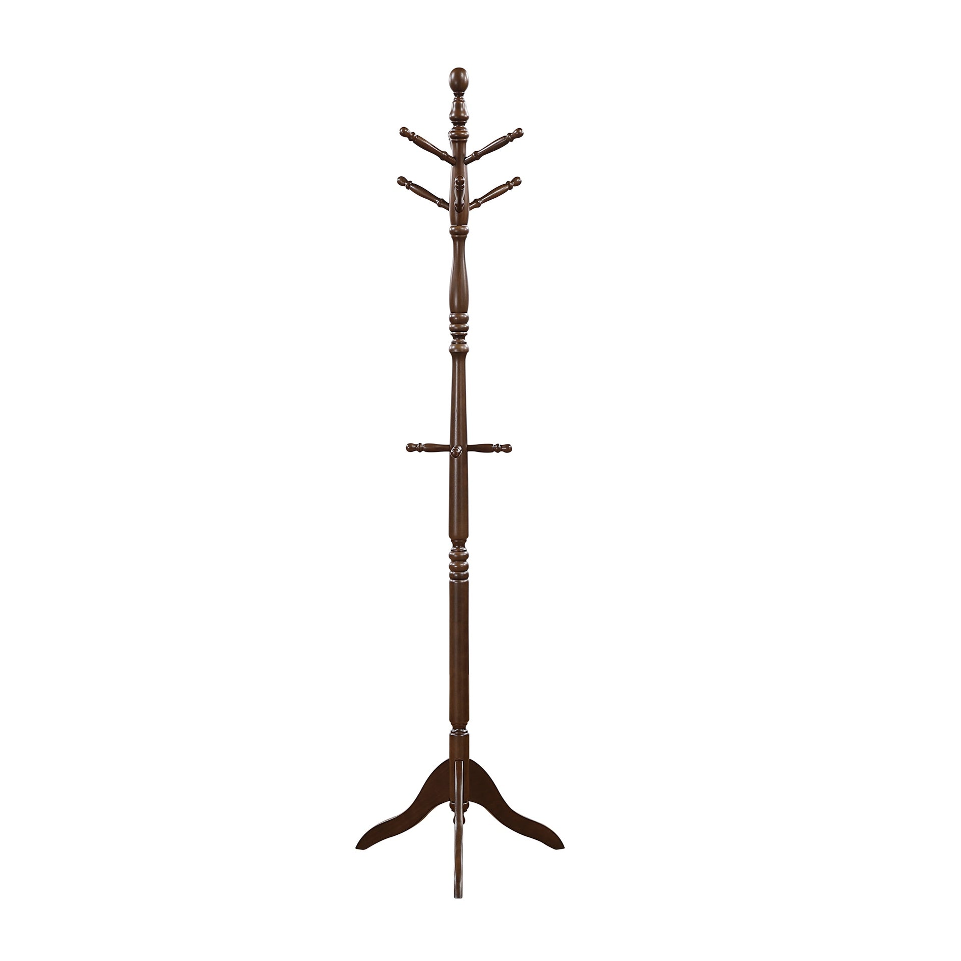 Dark Brown Finish Classic Coat Rack Solid Wood, 10 Hooks Coat Hanger Stand Entryway Home Furniture 1pc