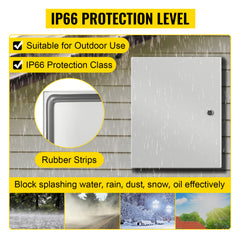 NEMA Steel Enclosure, 20 x 16 x 10'' NEMA 4X Steel Electrical Box, IP66 Waterproof & Dustproof, Outdoor/Indoor Electrical Junction Box, with Mounting Plate