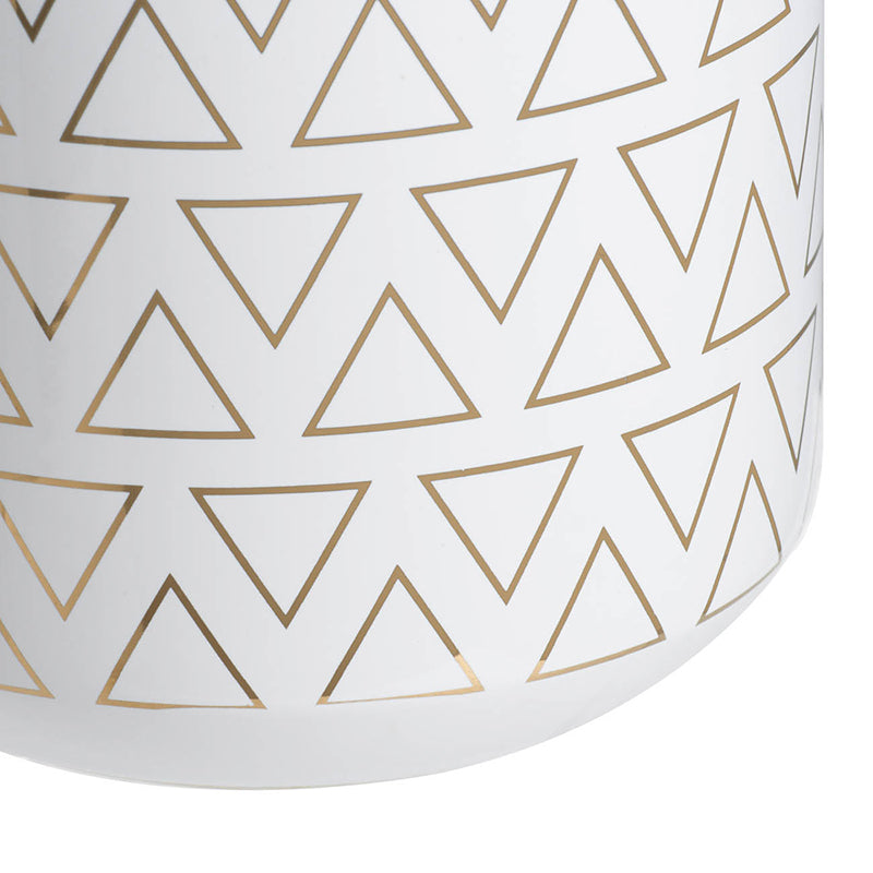 D5.9x7.9" Round White/Gold Vase