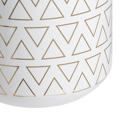 D5.9x7.9" Round White/Gold Vase