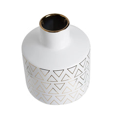 D5.9x7.9" Round White/Gold Vase