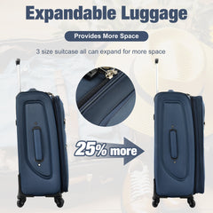 Softside Luggage Expandable 3 Piece Set Suitcase with Duffel Bag Upright Spinner Softshell Lightweight Luggage Travel Set-22/26/30 IN