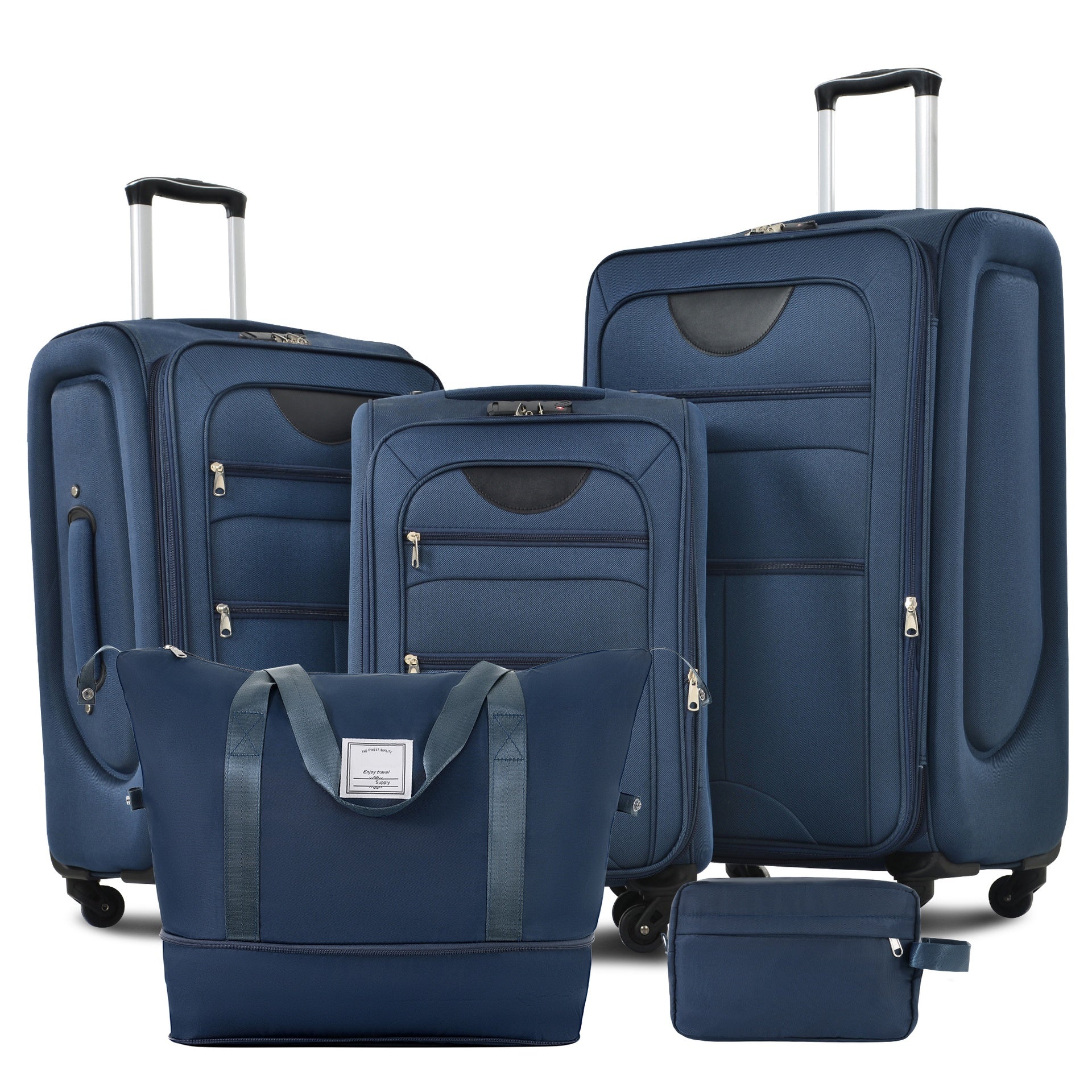 Softside Luggage Expandable 3 Piece Set Suitcase with Duffel Bag Upright Spinner Softshell Lightweight Luggage Travel Set-22/26/30 IN
