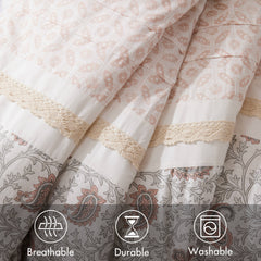 9 Piece Cotton Percale Comforter Set Blush King