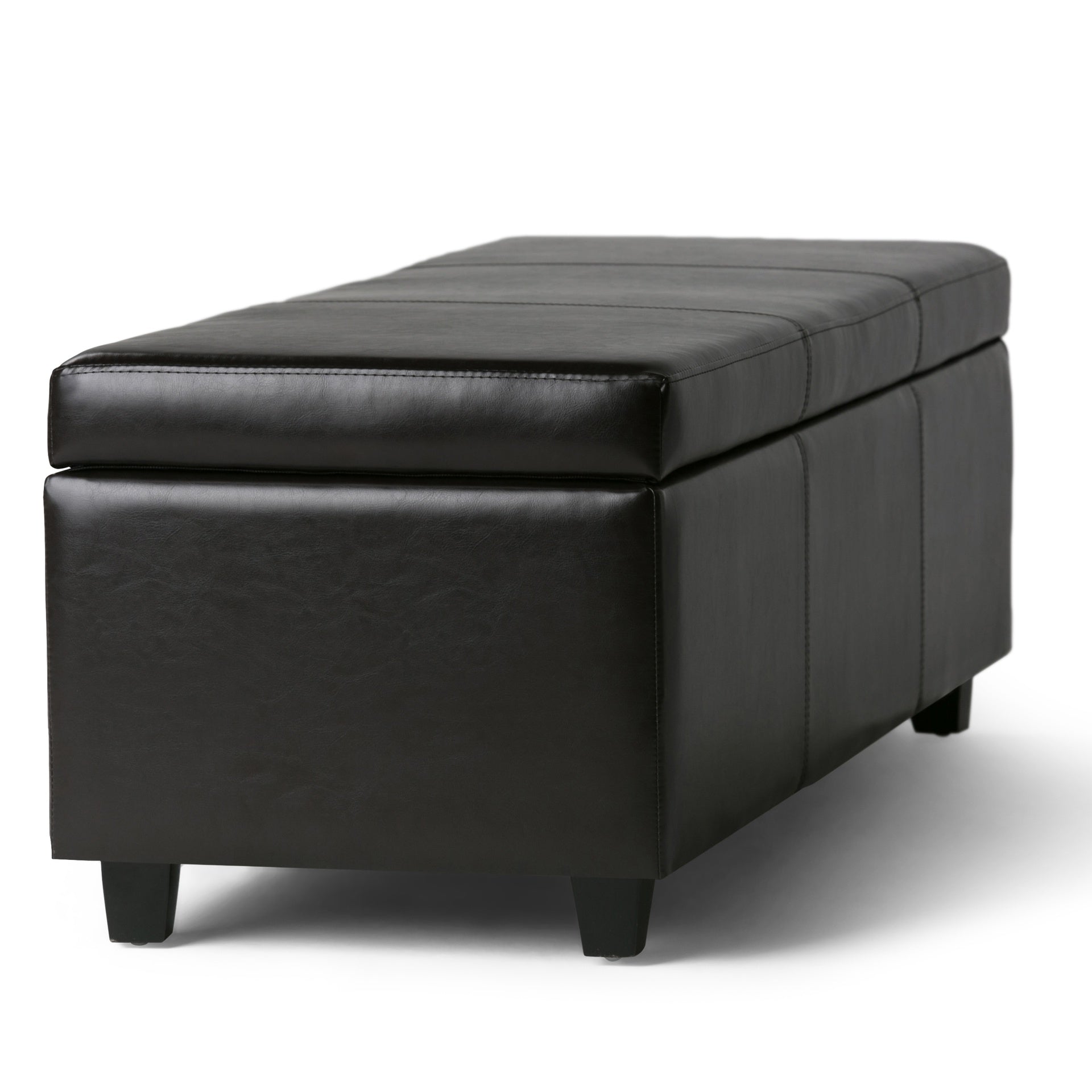 Avalon 48 inch Wide Storage Ottoman Bench in Tanners Brown Vegan Leather