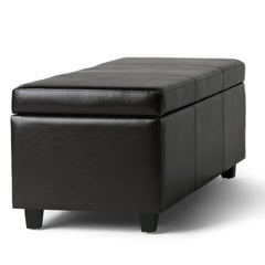 Avalon 48 inch Wide Storage Ottoman Bench in Tanners Brown Vegan Leather