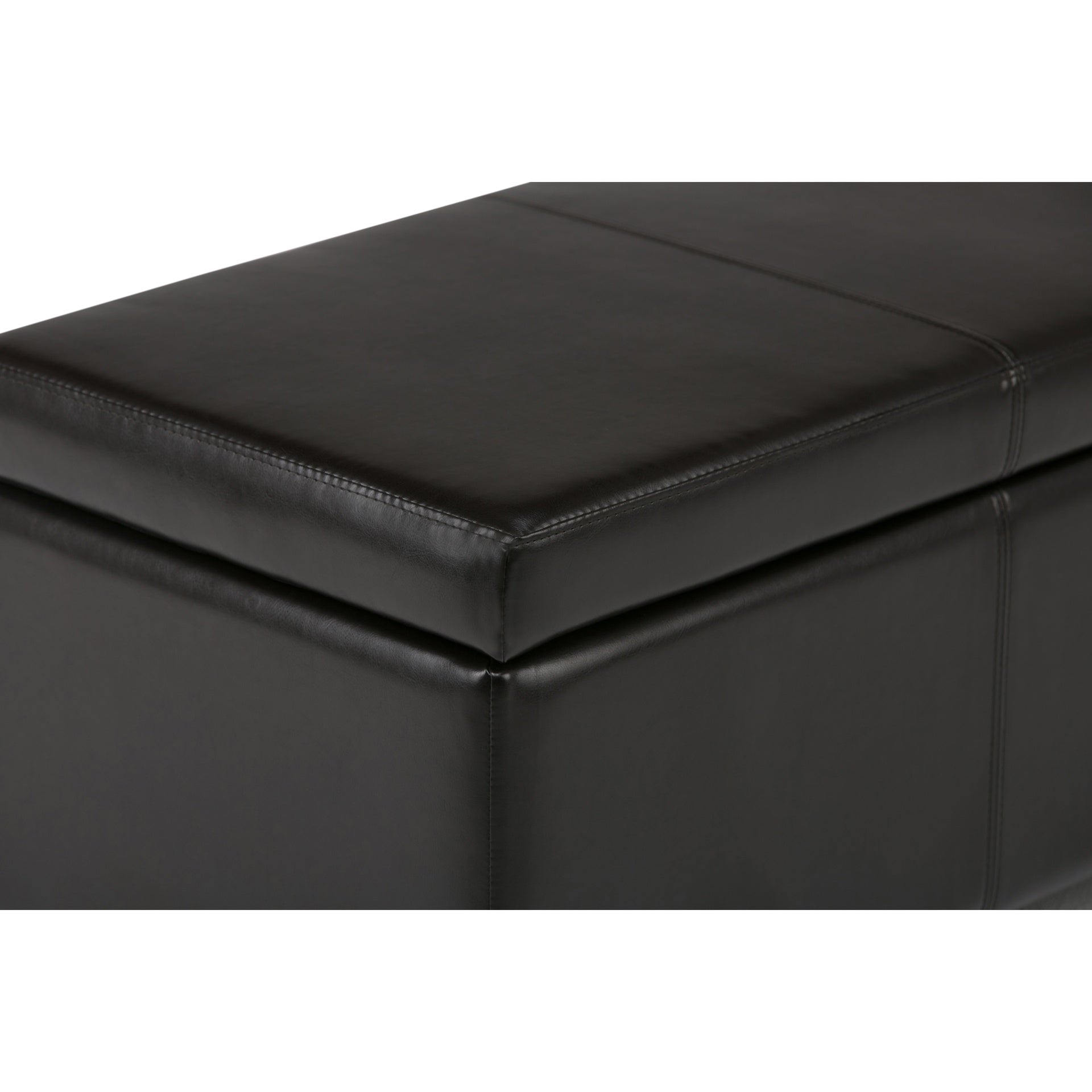 Avalon 48 inch Wide Storage Ottoman Bench in Tanners Brown Vegan Leather