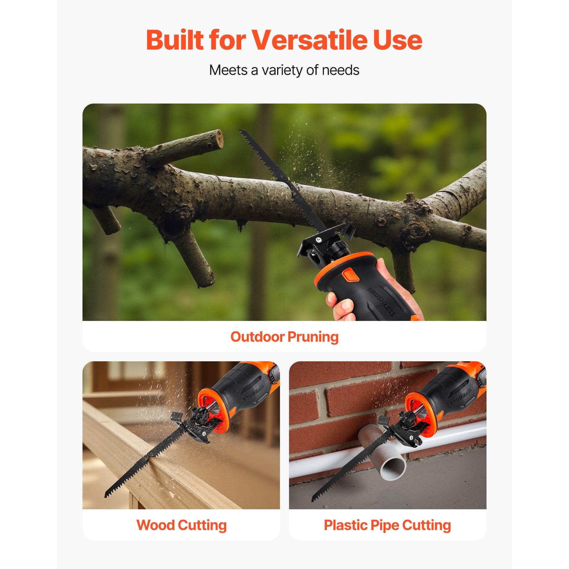 Cordless Reciprocating Saw, 20 V, 3000 SPM Variable Speed, 1 inch Stroke Length, Electric Reciprocating Saw with Battery, Charger, 8 Blades, and Carrying Bag, for Wood and Plastic Cutting
