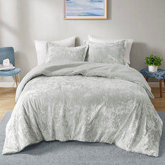 Full/Queen Crushed Velvet Sherpa Reversible Comforter Set