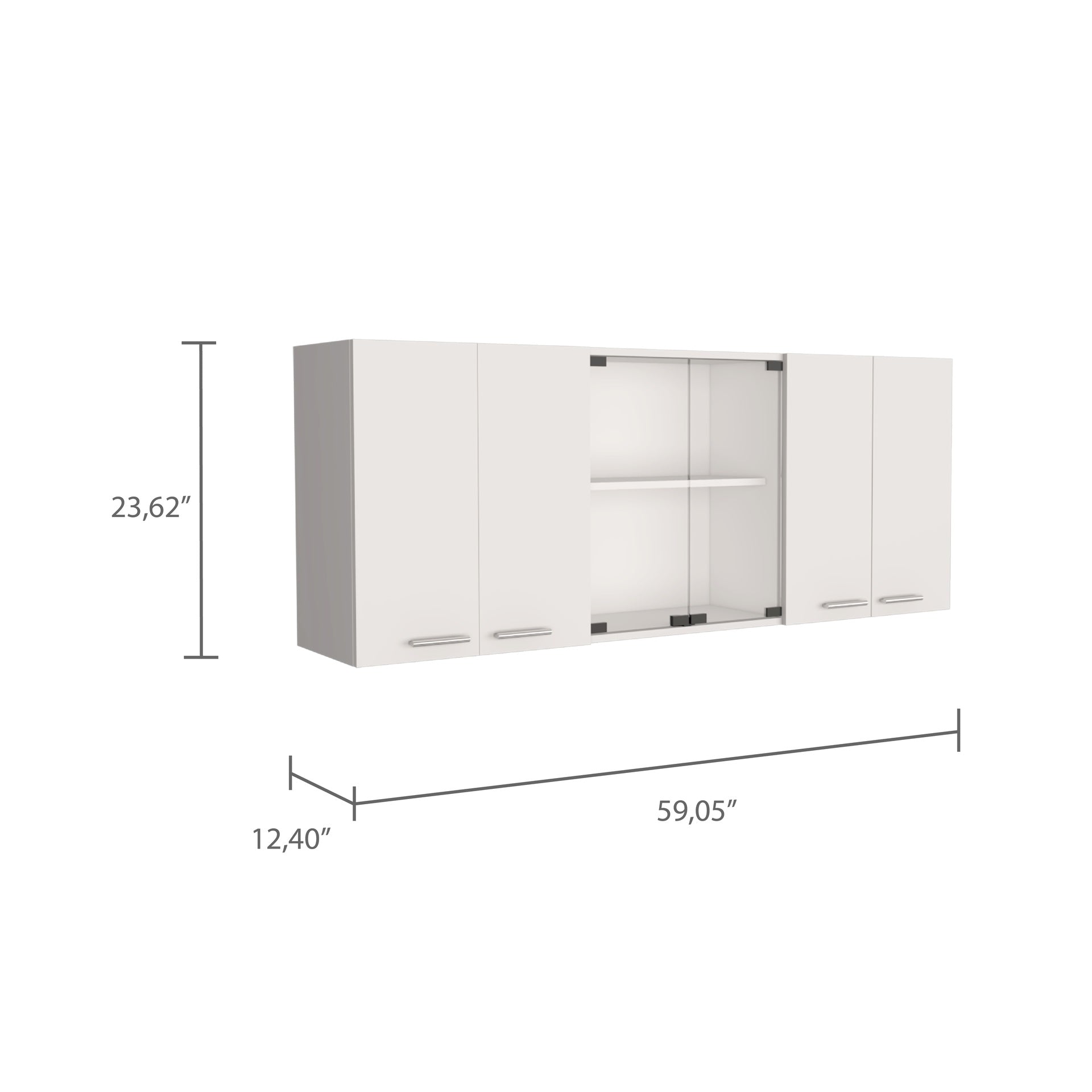 Yuma 150" Wall Cabinet, Two Close Cabinets, Two Open Shelves