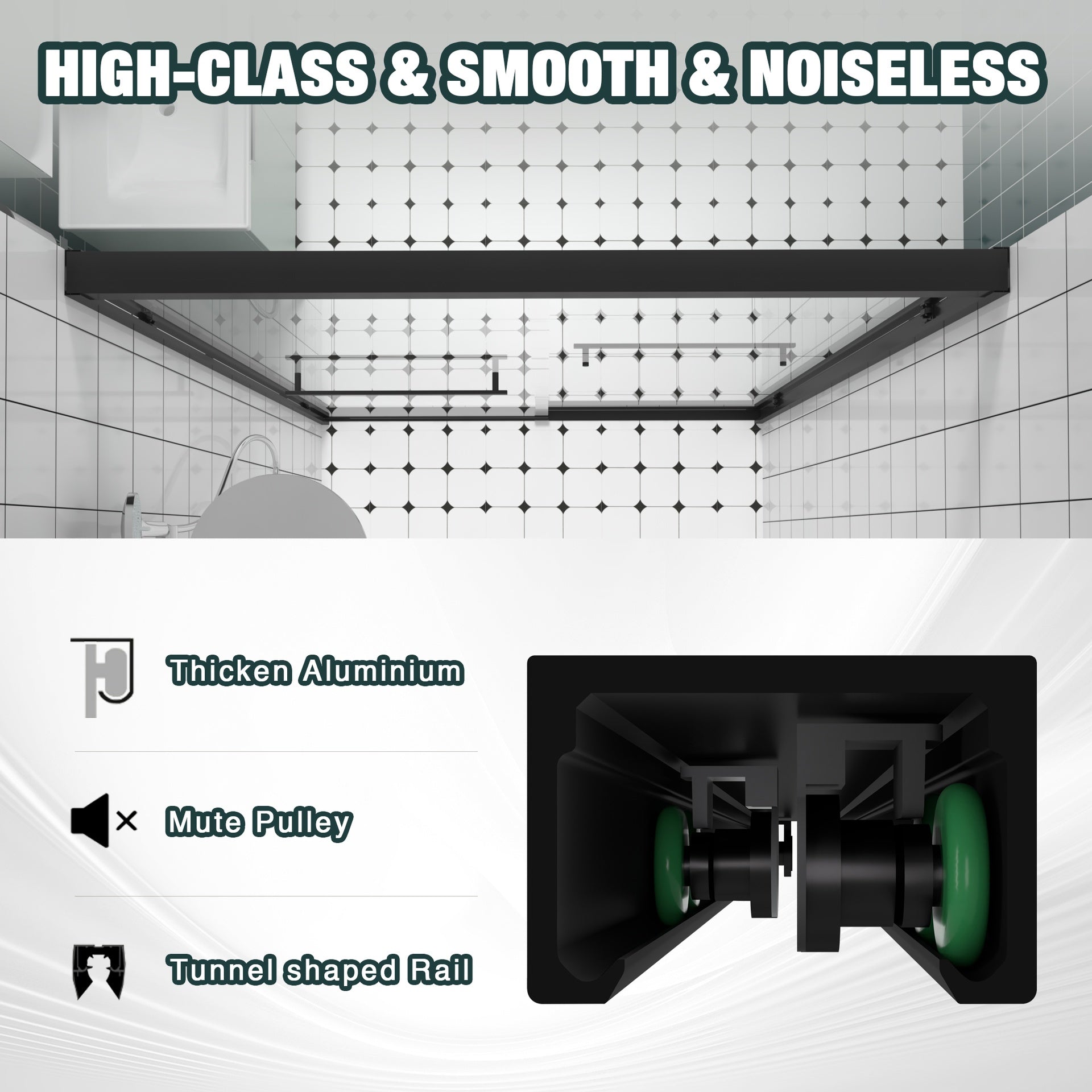 56-60"x74" Aluminum Frame Double Sliding Shower Door,Bypass Bathroom Sliding Door with Premium 1/4" (6mm) Clear Tempered Glass, Black Hardware Sliding Glass Shower Enclosure,Matte Black Finished