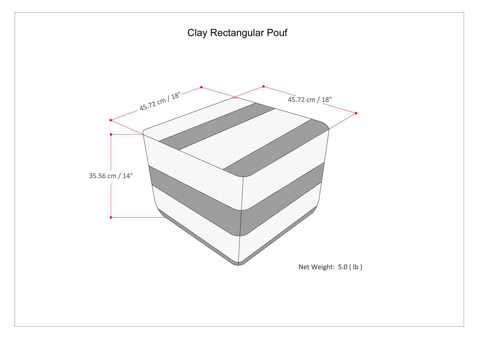 Clay - Square Pouf - Patterned Blue Melange