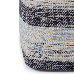 Clay - Square Pouf - Patterned Blue Melange