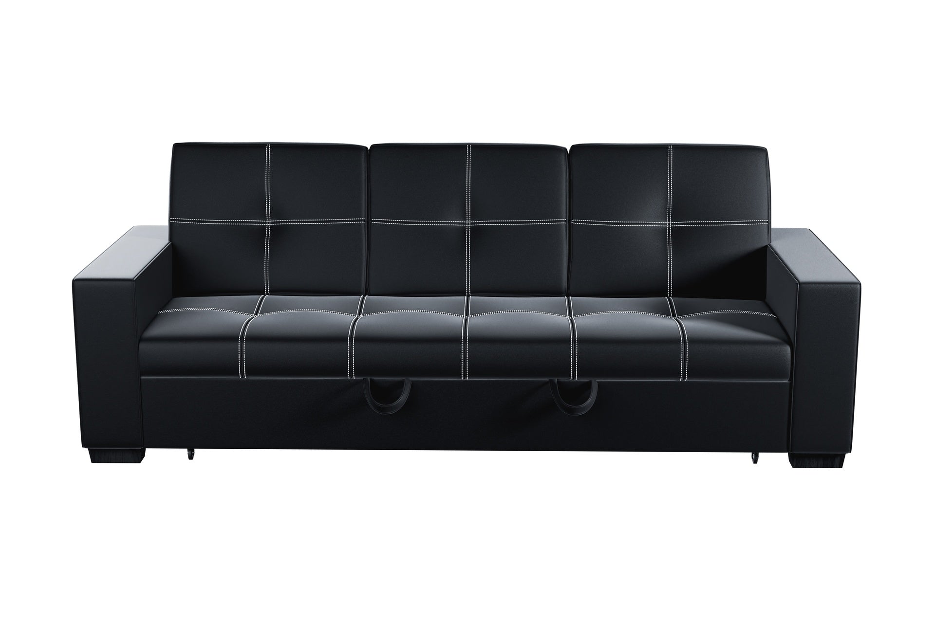 Convertible Sofa in Black Faux Leather