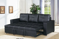Convertible Sofa in Black Faux Leather
