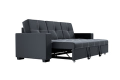 Convertible Sofa in Black Faux Leather
