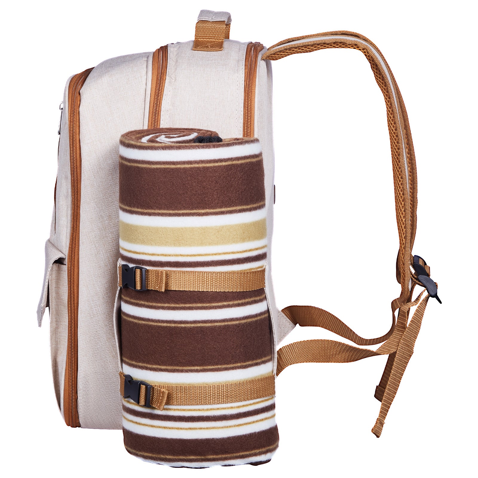 Beach Picnic Backpack Bag for 4 Person with Cooler Compartment Blanket