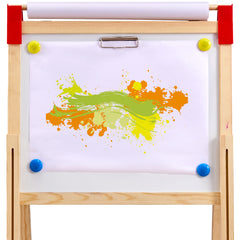 3-in-1 Kids Art Easel Double-Sided Wooden Magnetic Whiteboard Chalkboard