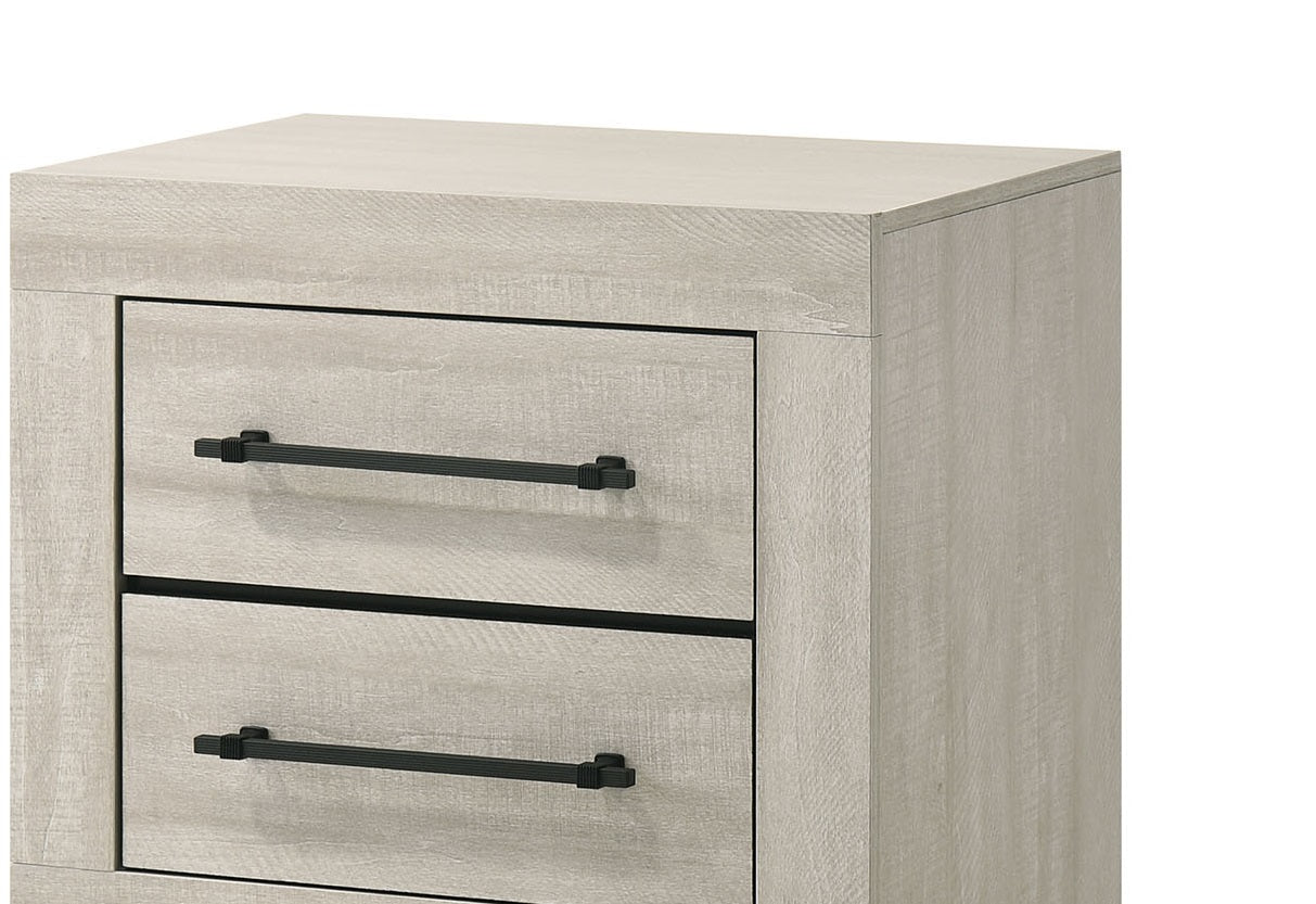 Light Gray Finish Contemporary Nightstand 1pc Metal Handles Central Glide English Dovetail Drawers Bedroom Furniture