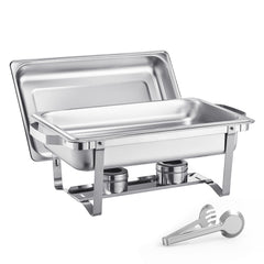 8 Qt 6 Pack Rectangle Chafing Dish Buffet Set Full Size Pan Stainless Steel