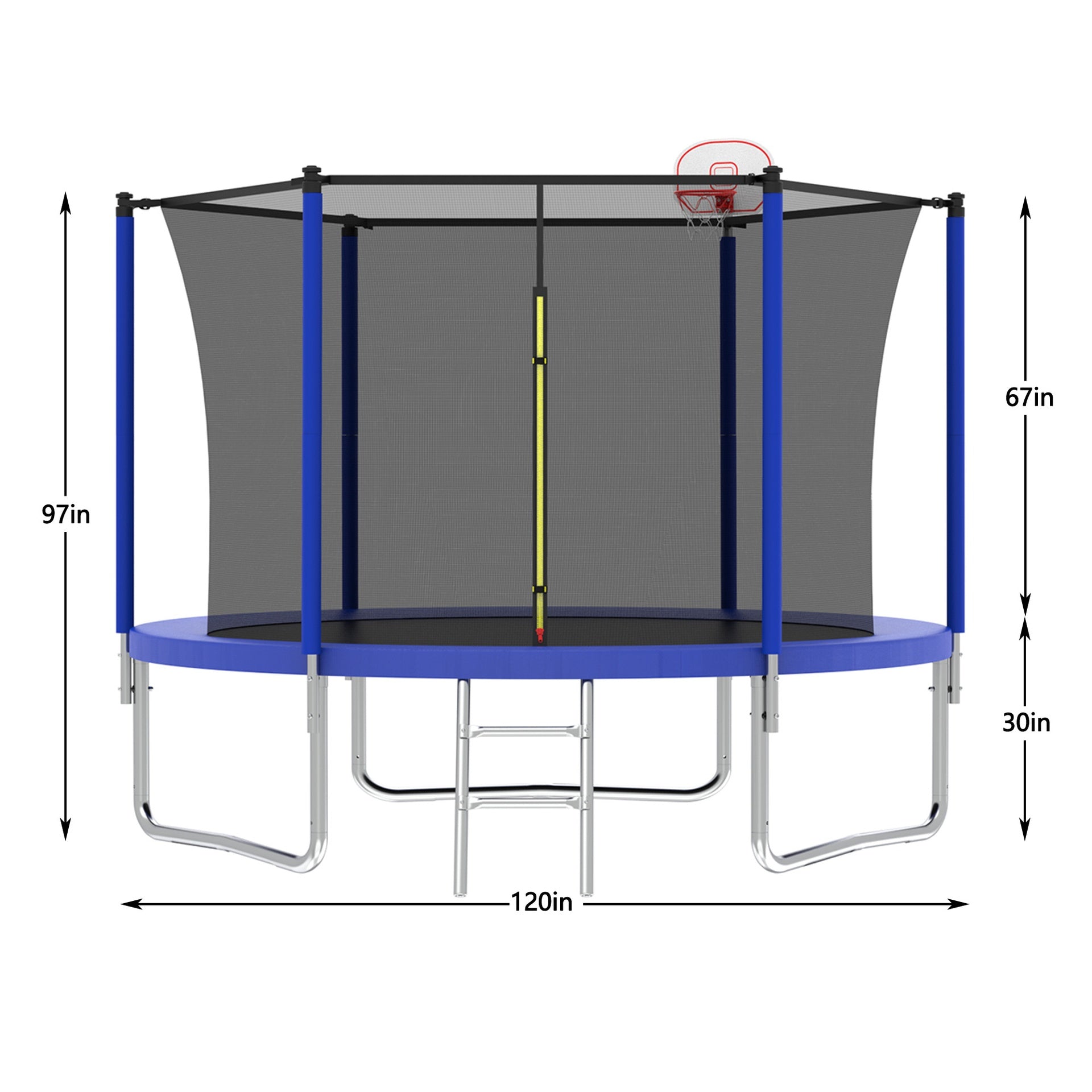 10FT Trampoline for Kids, Basketball Hoop and Ladder, Outdoor Kids Trampoline with Safety Enclosure,Fast Assembly for Backyard Fun,ASTM Approved