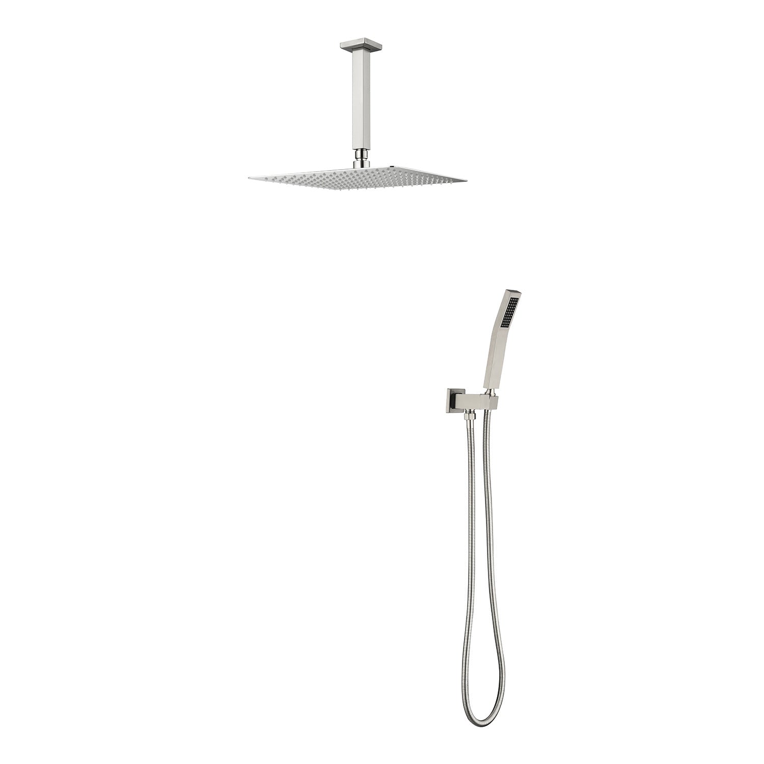12 Inch Square Rain Shower Head with Handheld Showerhead (Without control valve)