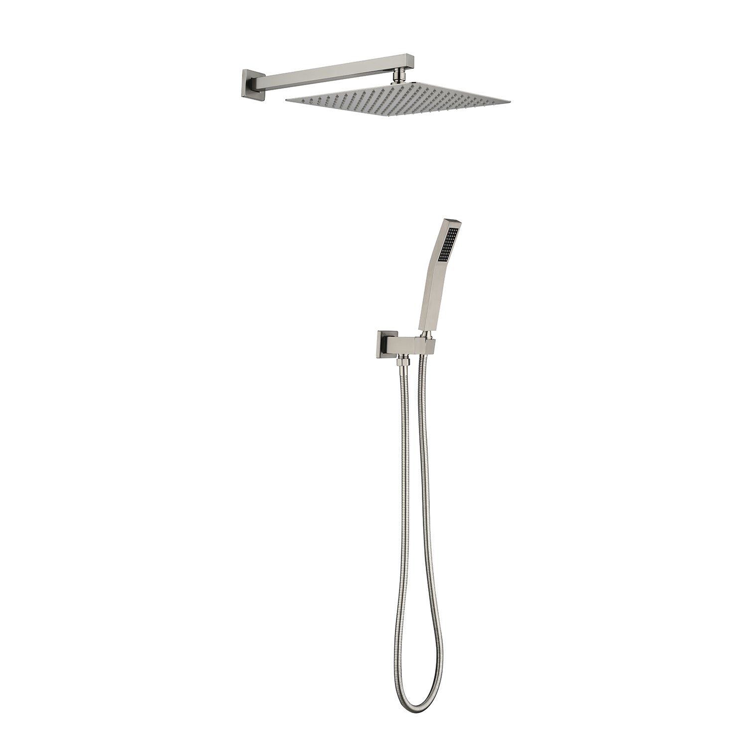 12 Inch Square Rain Shower Head with Handheld Showerhead (Without control valve)