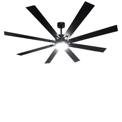 72 lnch lndustrial Smart Celing Fan with Light and Remote Control via WIFI Alexa,Large Celing Fan with 8 Black plywood Blades,6 Speed Noiseless DC Motor,Indoor Outdoor Ceiling Fans for Patio Garage