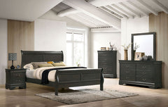 Classic Contemporary Twin Size Bed Gray Louis Phillipe Solidwood 1pc Bed Bedroom Sleigh Bed Furniture