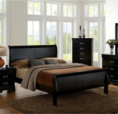Twin Size Bed Black Louis Phillipe Solidwood 1pc Bed Bedroom Sleigh Bed Contemporary Style