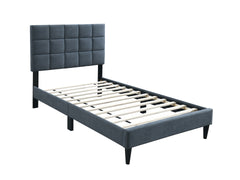 Luxurious Bed 1pc Twin Size Biscuit Tufting And Adjustable Headboard Charcoal Finish Bedroom Furniture
