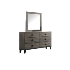 Modern Design Bedroom Furniture 1pc Dresser Only Beautiful Knob Pulls 6x Drawers Storage Faux Marble Top Grey Color Dresser