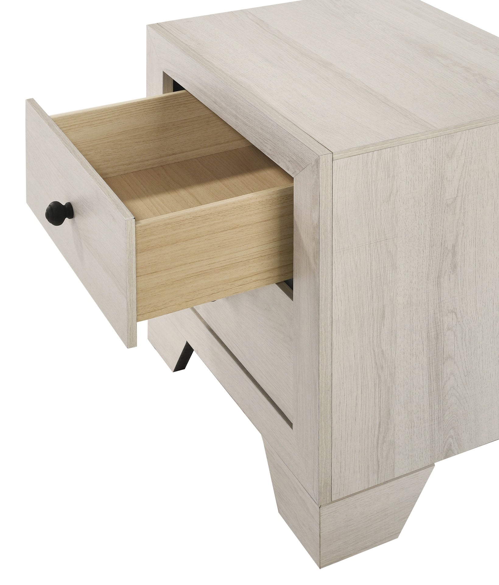 1pc Rustic Two Drawers Storage Nightstand White Wash Finish Wooden Bedroom Furniture