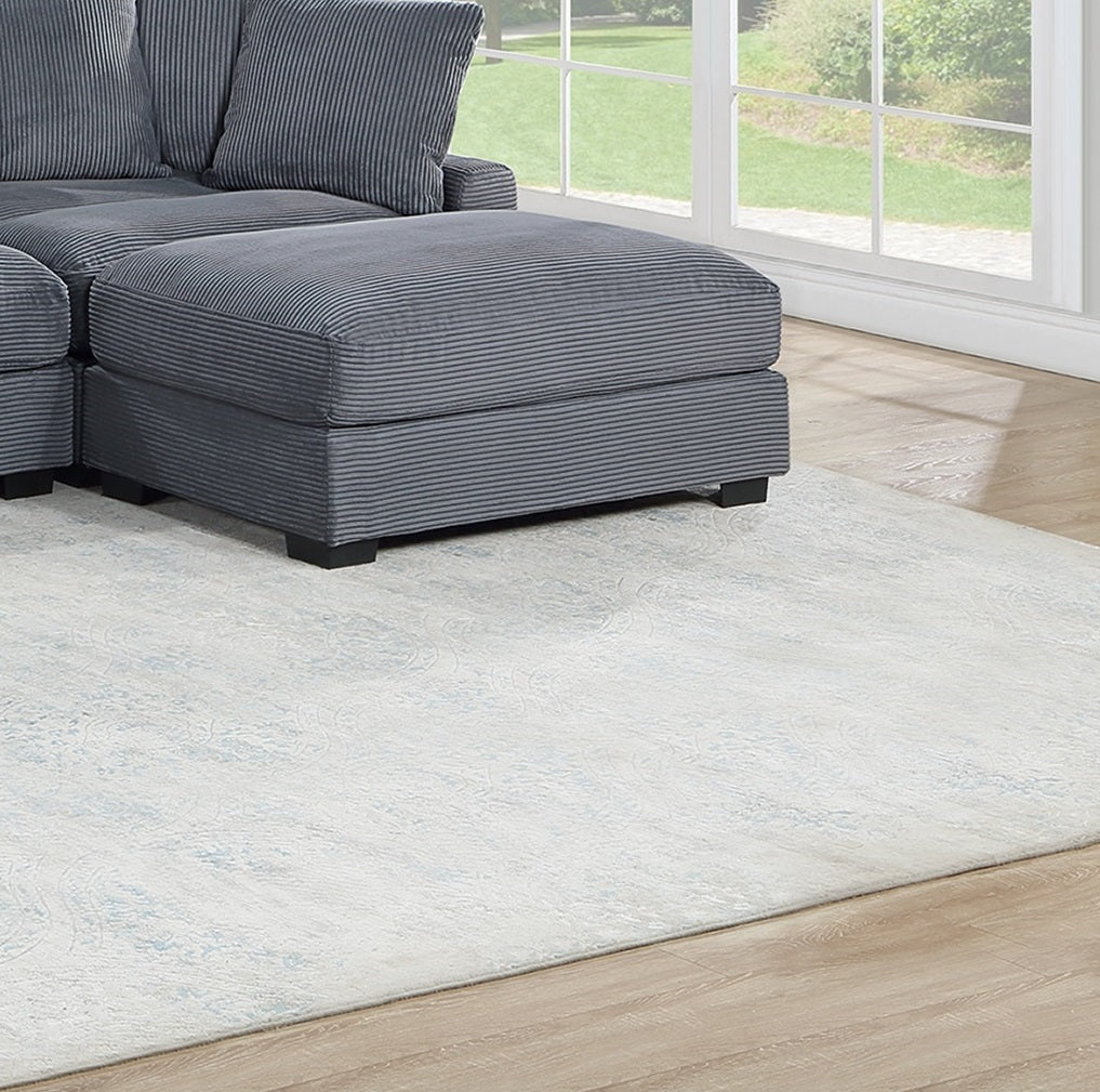 Living Room Furniture 1pc Ottoman Dark Gray Corduroy Soft Cushion Cocktail Ottoman Wood Legs
