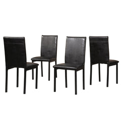Citico Metal Dinette Set with Laminated Faux Marble Top, White Table with Black Chairs, 5 Piece